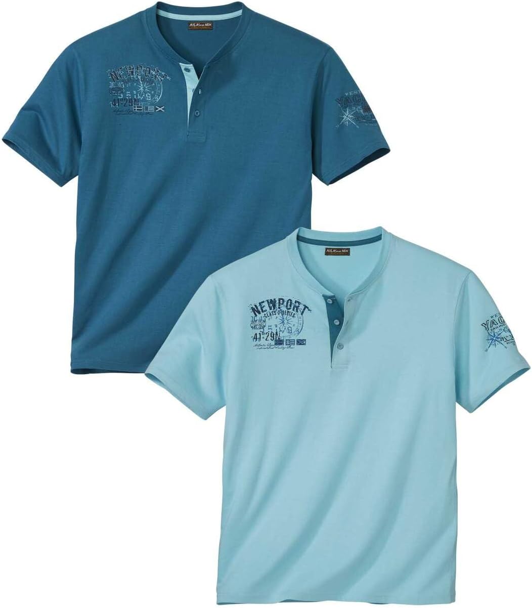 Lot de 2 Tee-Shirts Homme – Col Rond, Manches Courtes, Coton Confort