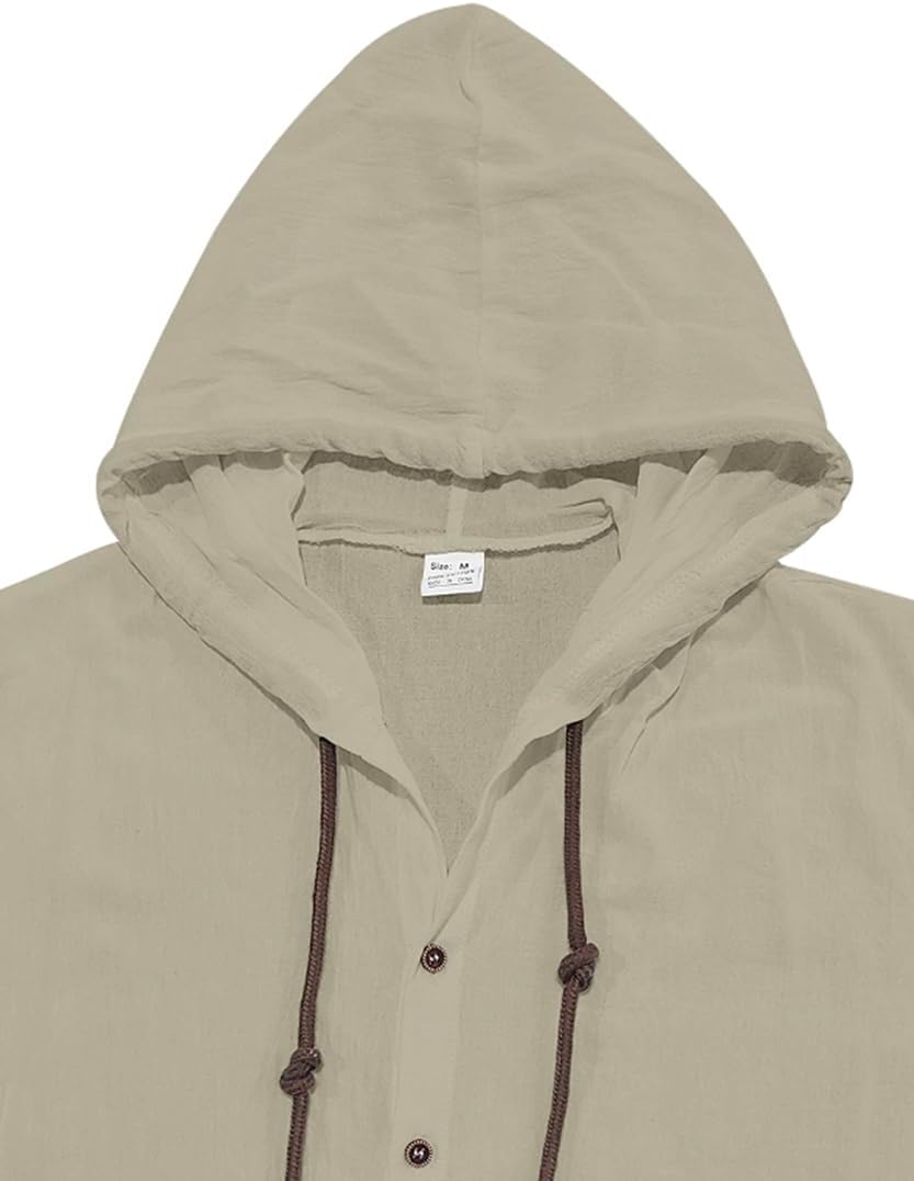 Haut en lin pour homme à capuche manches courtes style estival casual