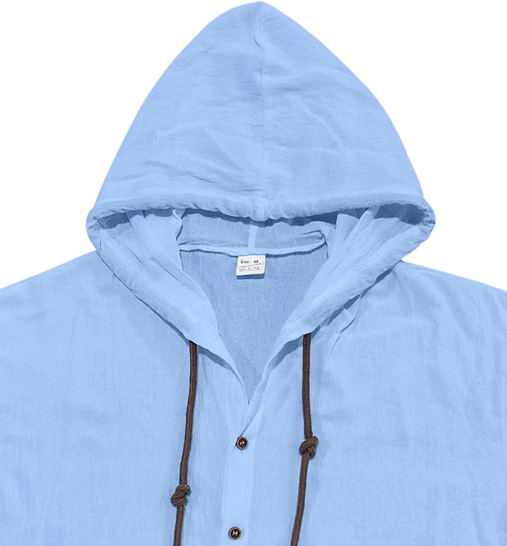 Haut en lin pour homme à capuche manches courtes style estival casual