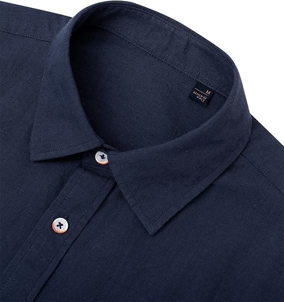 Chemise en lin homme col mao été manches courtes unie classique