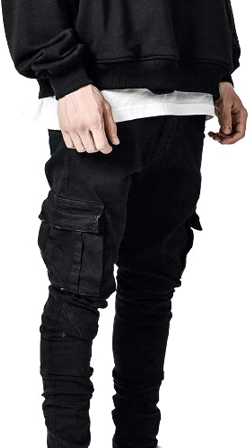 Jean homme coupe slim délavé style hip-hop rétro confortable