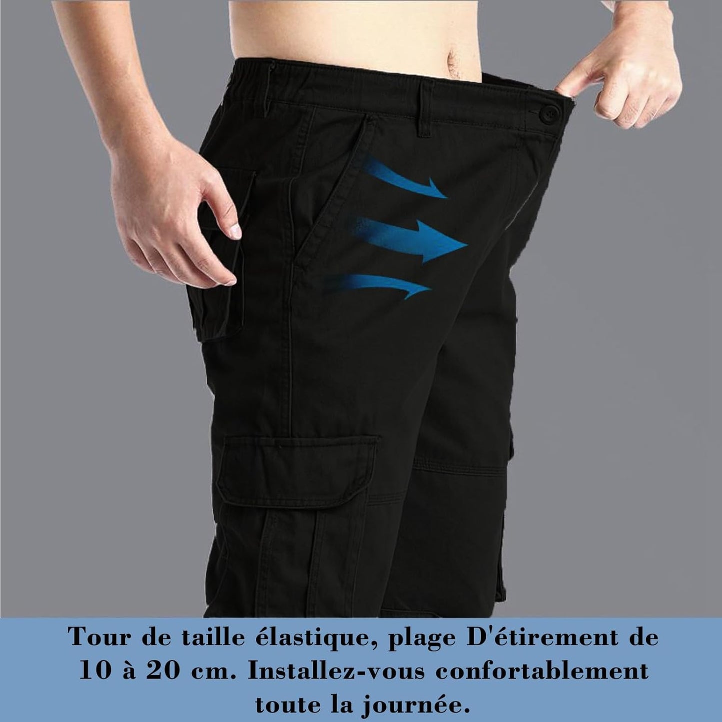 Pantalon homme style cargo ample avec élastique et poches