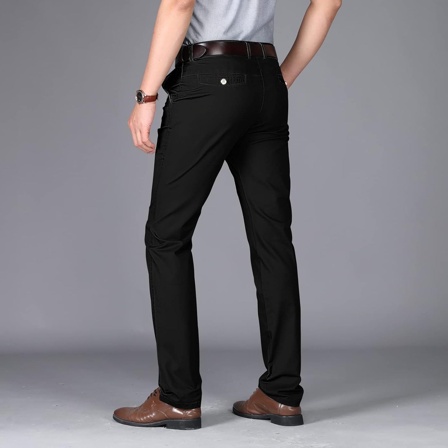 Pantalon homme coton 100% coupe droite antirides avec poches