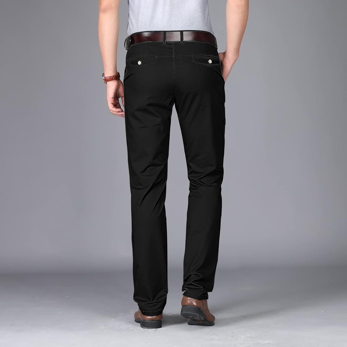 Pantalon homme coton 100% coupe droite antirides avec poches