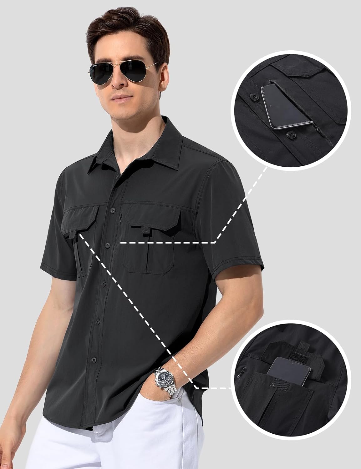 Chemise Randonnée Homme à Manches Courtes – Anti-UV, Déperlante, Respirante