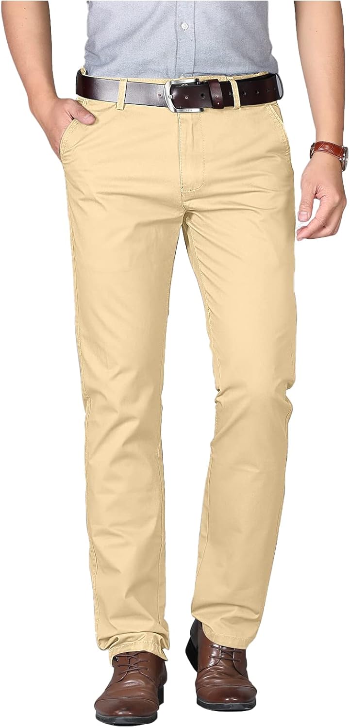 Pantalon homme coton 100% coupe droite antirides avec poches
