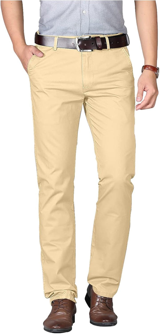 Pantalon homme coton 100% coupe droite antirides avec poches