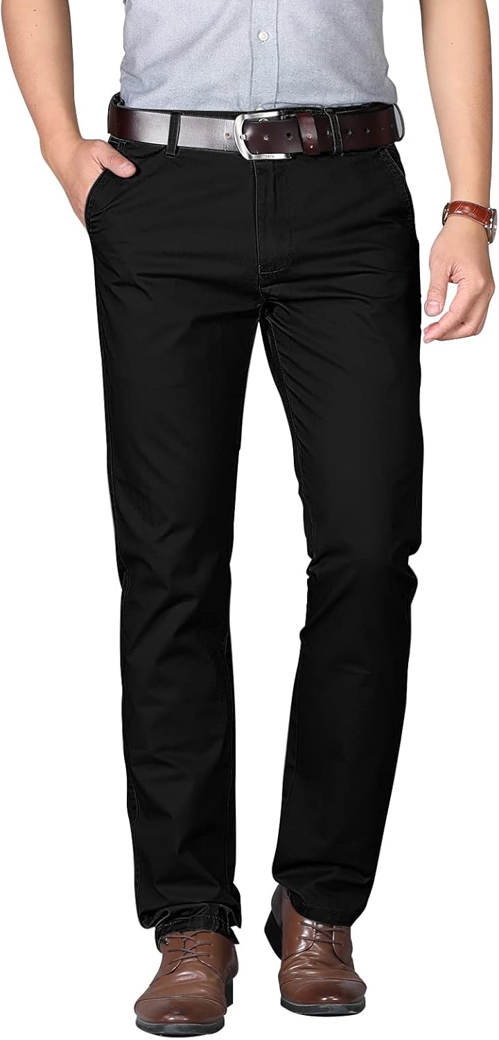 Pantalon homme coton 100% coupe droite antirides avec poches