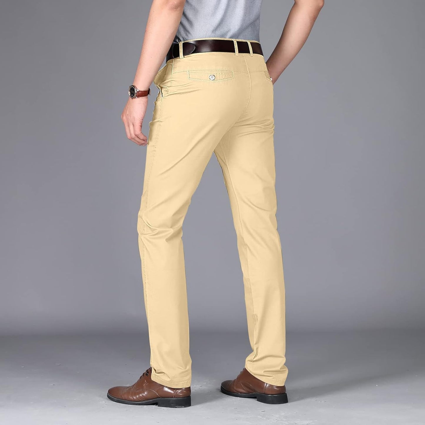 Pantalon homme coton 100% coupe droite antirides avec poches