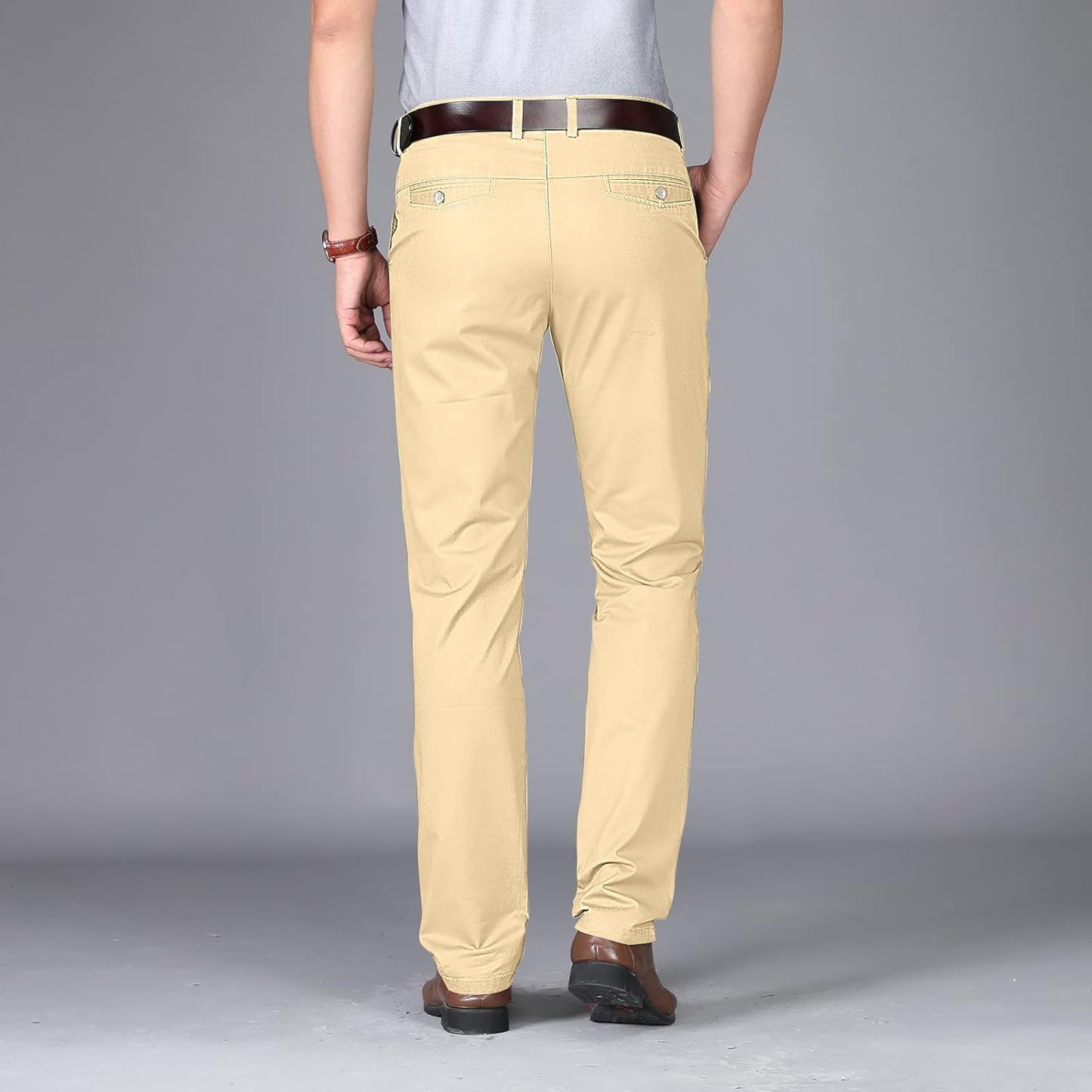 Pantalon homme coton 100% coupe droite antirides avec poches