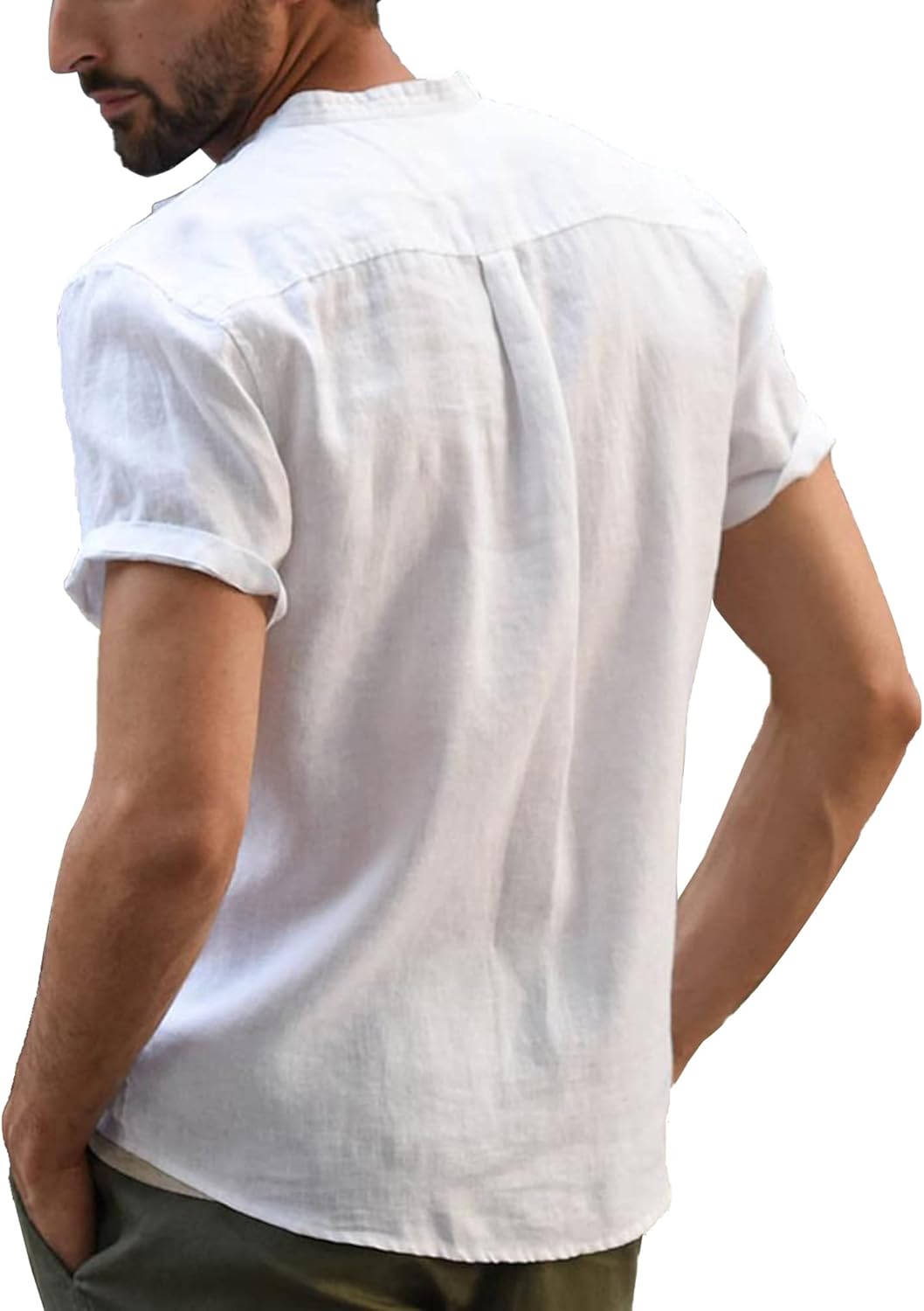 Chemise d’été homme coton lin col mao légère et élégante