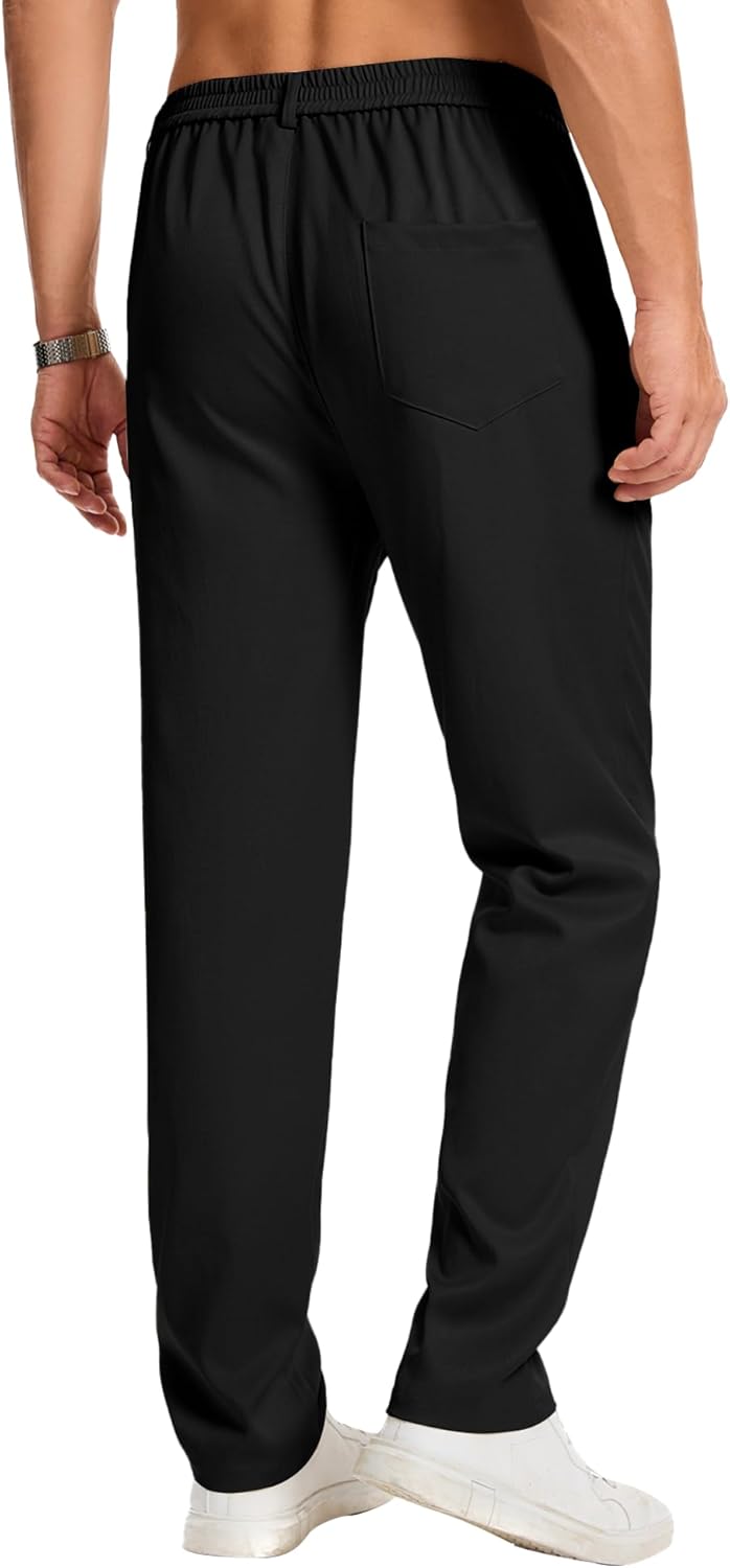 Pantalon homme coton stretch uni coupe droite taille élastique