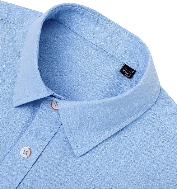 Chemise en lin homme col mao été manches courtes unie classique