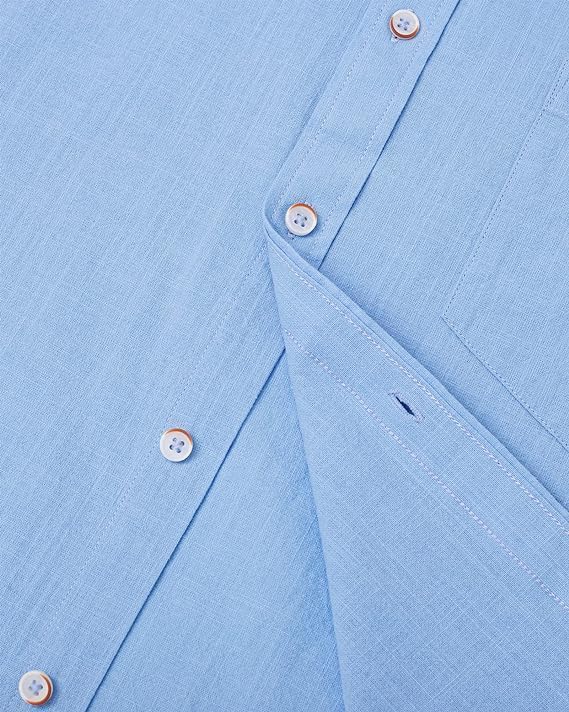Chemise en lin homme col mao été manches courtes unie classique