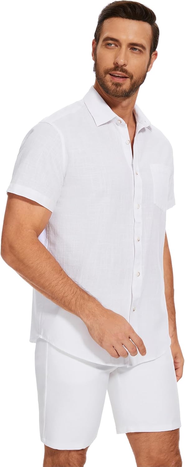 T-shirt chemise homme style casual tissu naturel col classique