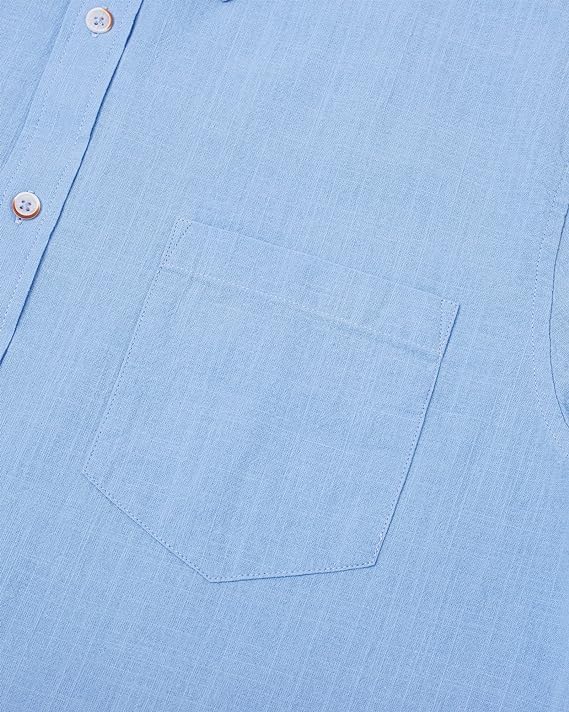Chemise en lin homme col mao été manches courtes unie classique