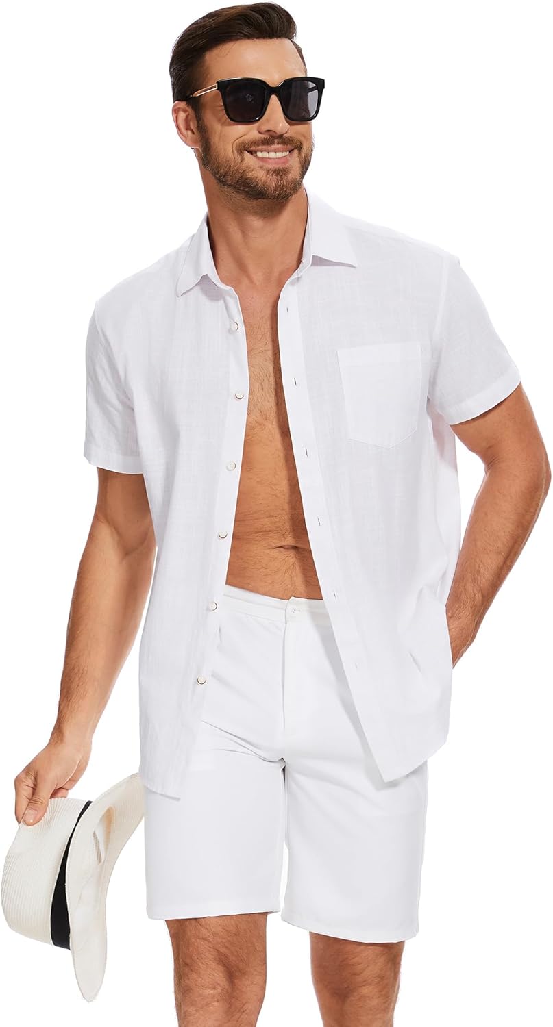 T-shirt chemise homme style casual tissu naturel col classique