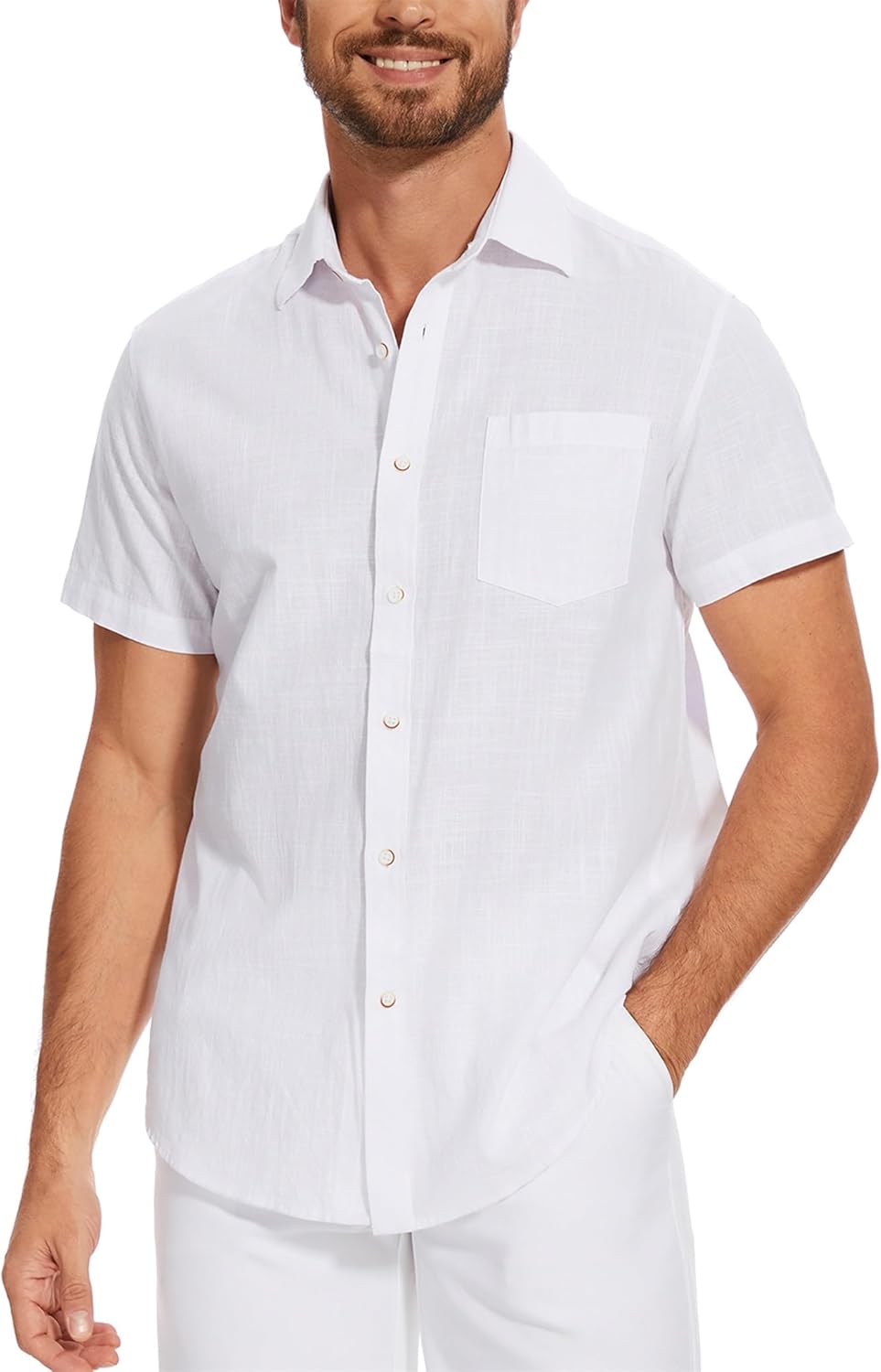 T-shirt chemise homme style casual tissu naturel col classique
