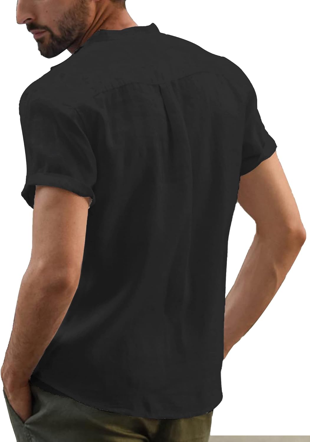 Chemise d’été homme coton lin col mao légère et élégante