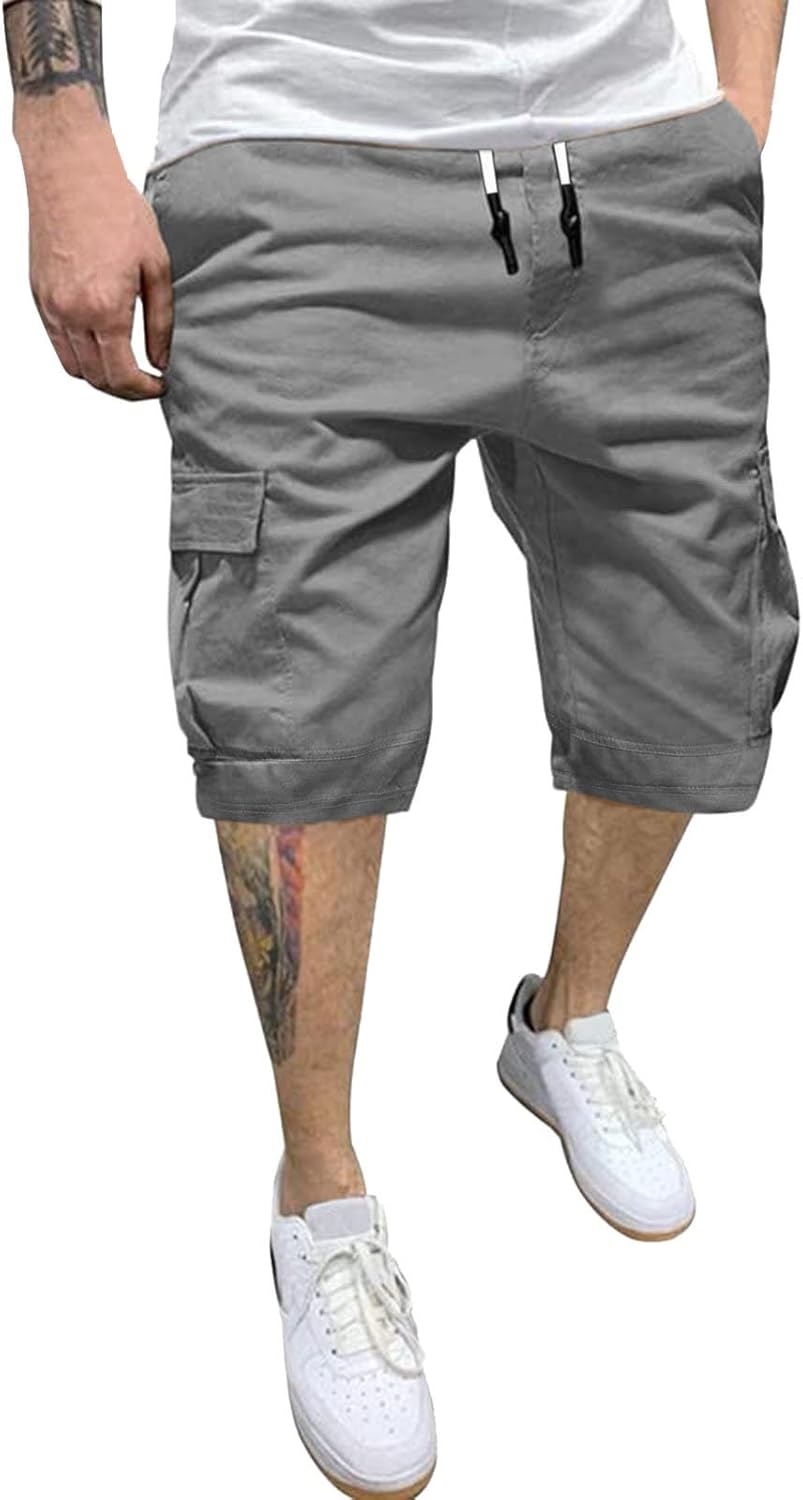 Short cargo homme multi-poches taille élastique coupe large