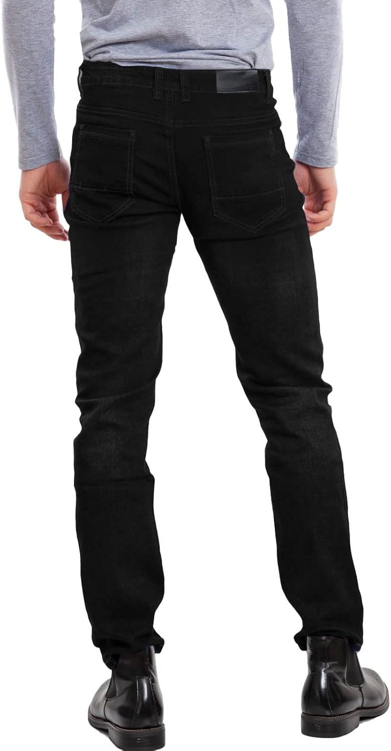 Jean homme régulier taille mi-haute coupe droite en coton doux