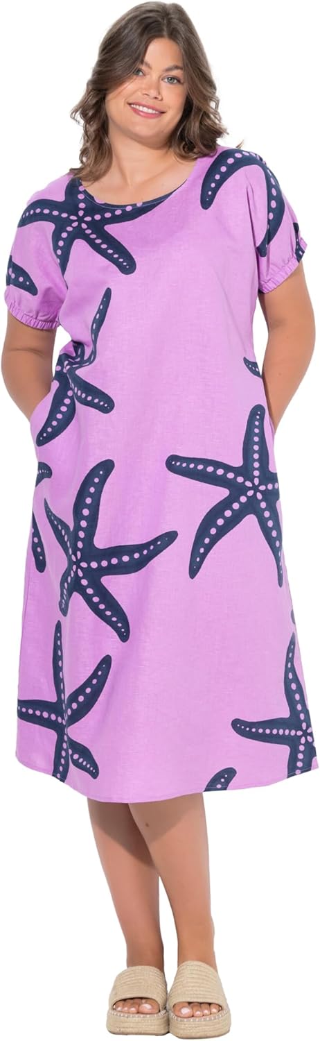 Tenue d'été femme en lin col rond coupe ample confortable