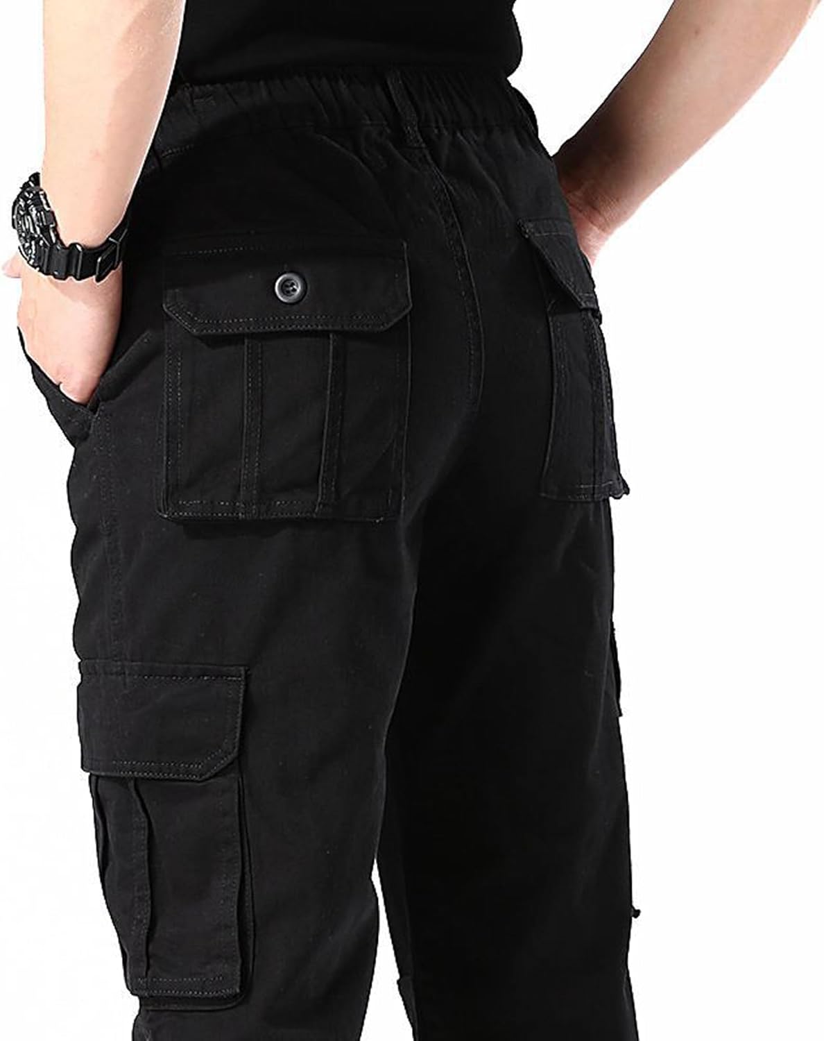 Pantalon homme style cargo ample avec élastique et poches