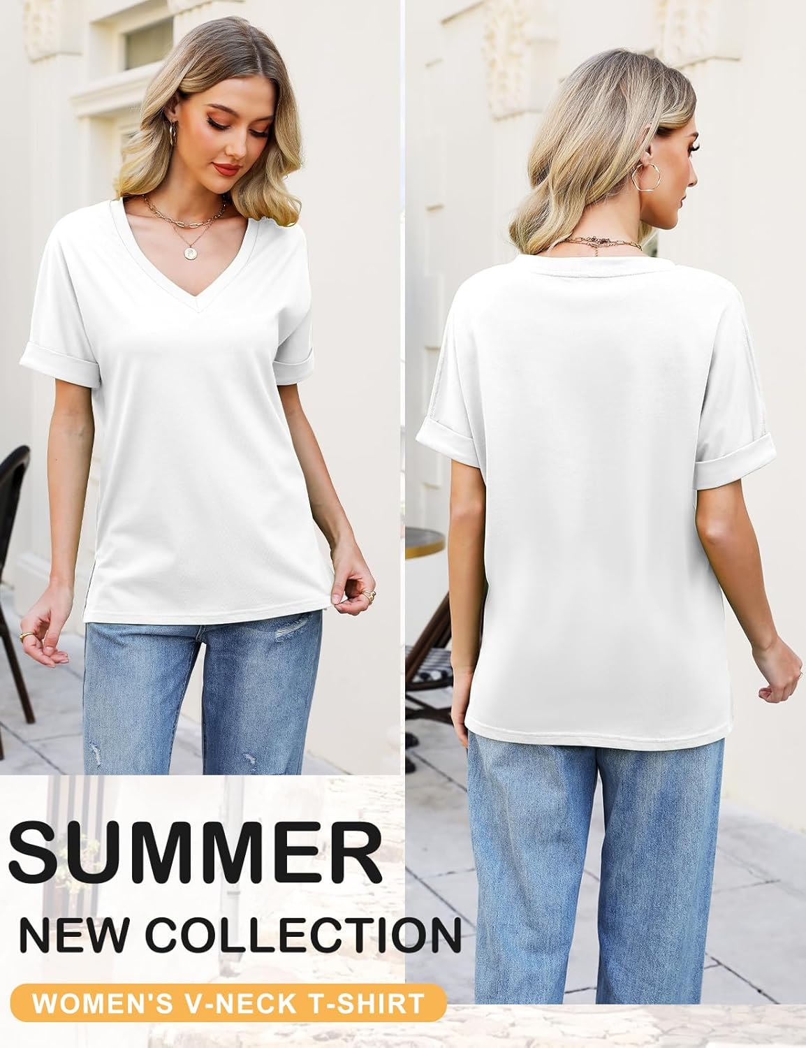 Tee Shirt Femme Grande Taille Chic – Col V, Manches Courtes, 100% Coton Confortable