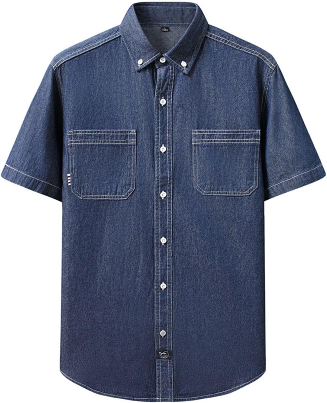 Haut été homme en jean style vintage manches courtes unies