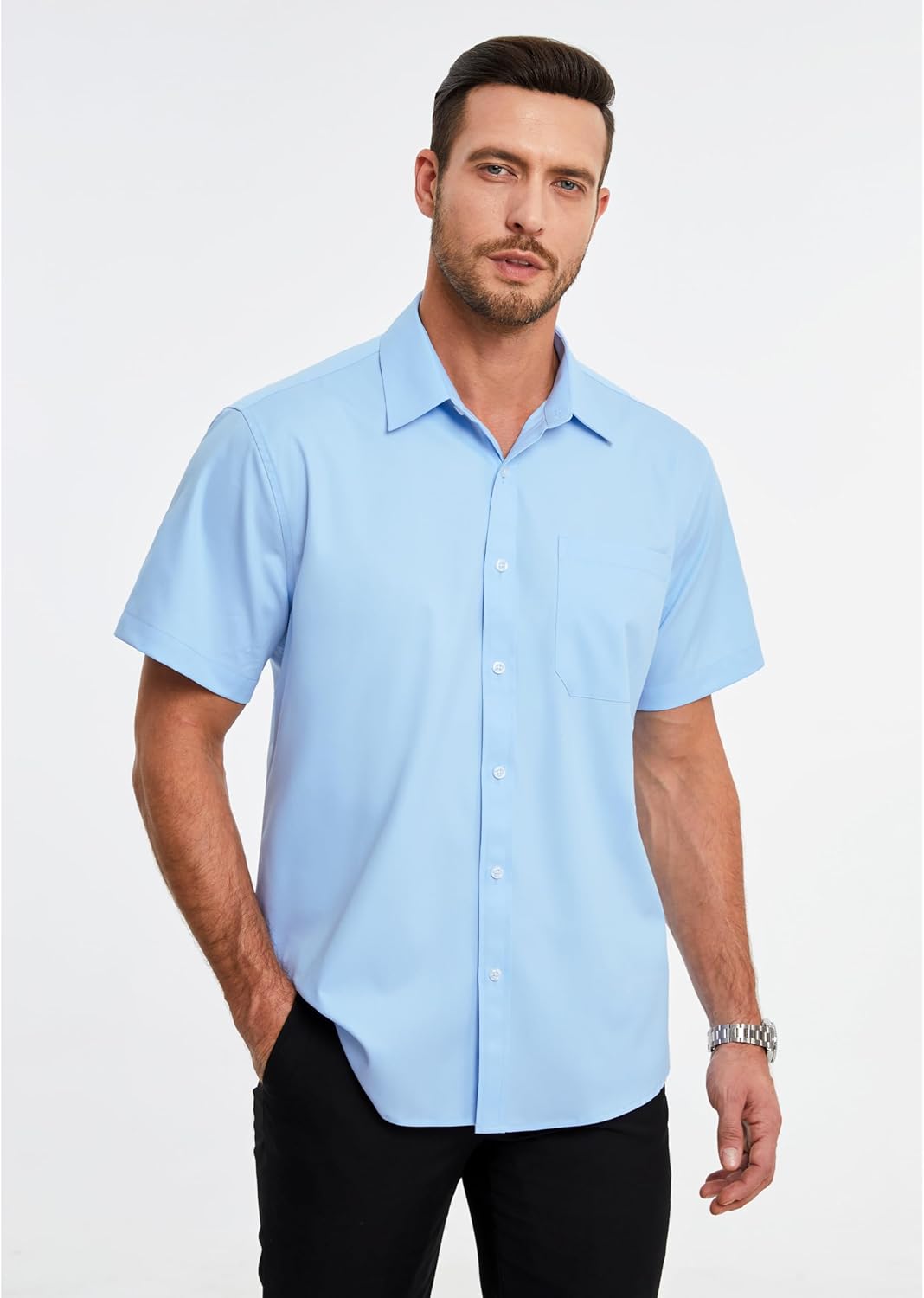 Chemise formelle homme tissu bambou léger avec poche pratique