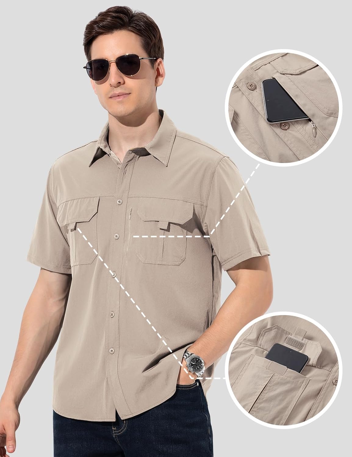 Chemise Randonnée Homme à Manches Courtes – Anti-UV, Déperlante, Respirante