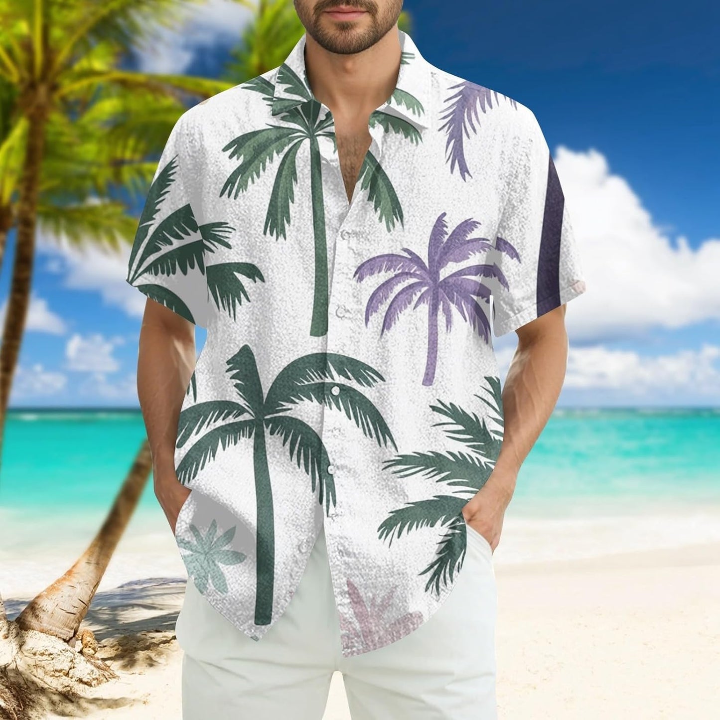 T-shirt homme col V imprimé floral style running été pas cher