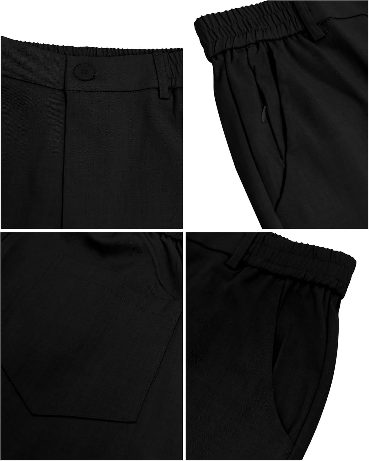 Pantalon homme coton stretch uni coupe droite taille élastique