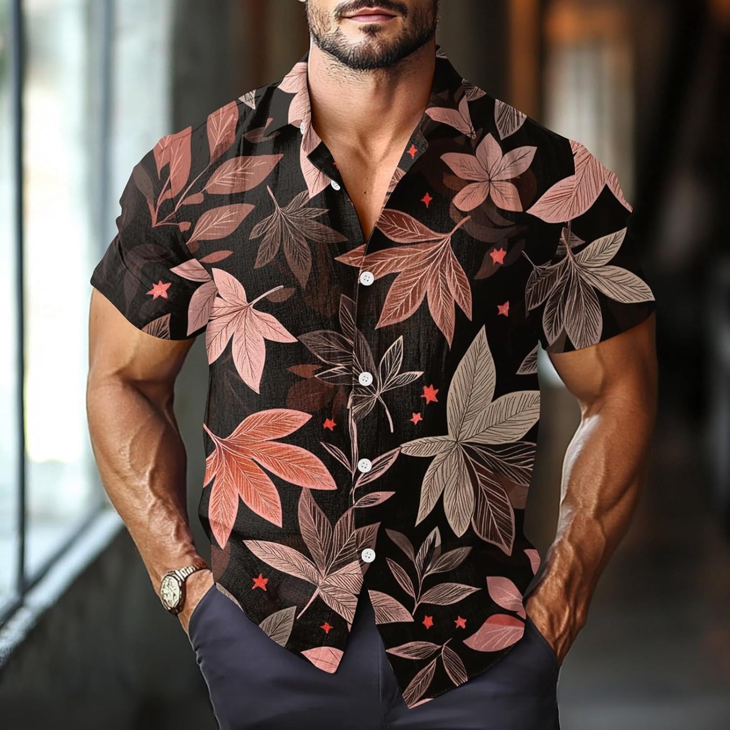 Polo fleuri homme ajusté vibe seventies pour briller cet été