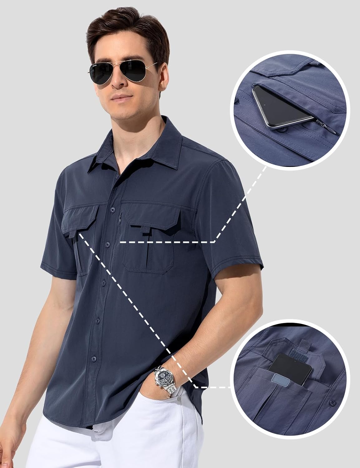 Chemise Randonnée Homme à Manches Courtes – Anti-UV, Déperlante, Respirante
