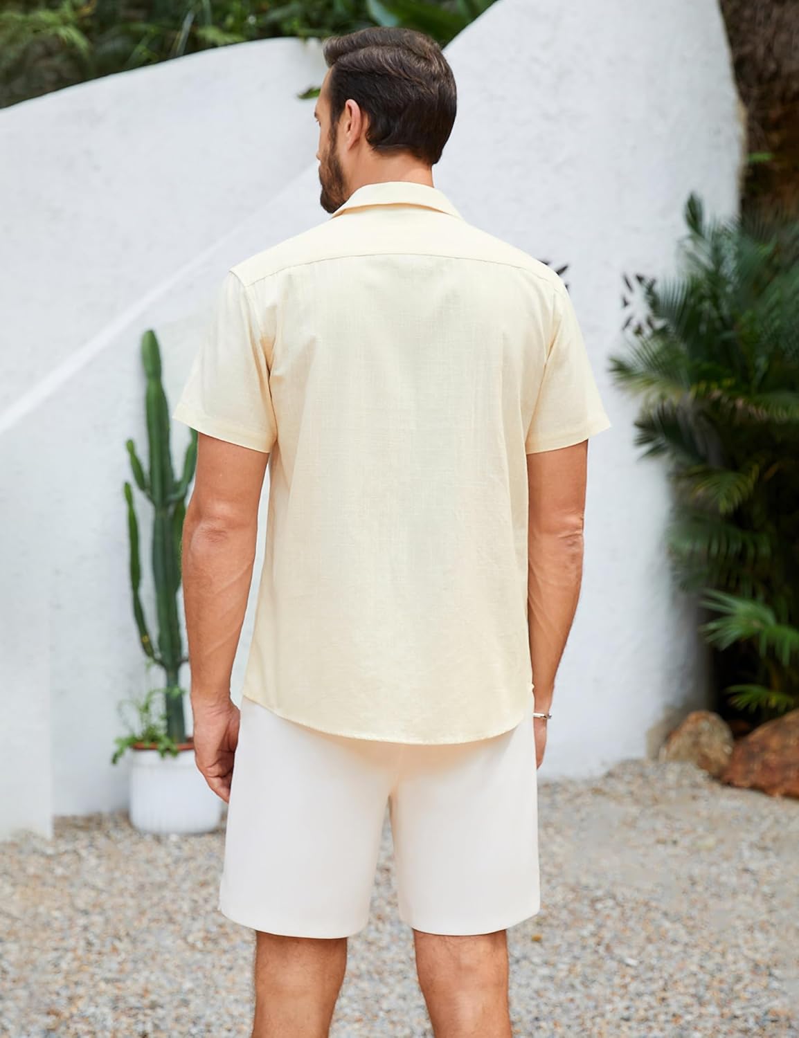 T-shirt chemise homme style casual tissu naturel col classique