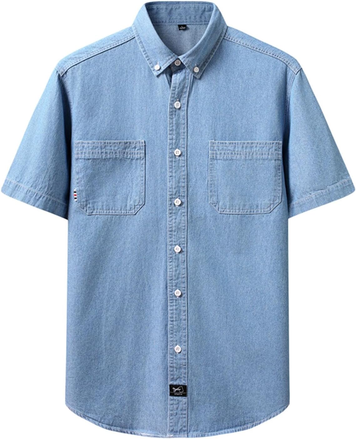 Haut été homme en jean style vintage manches courtes unies