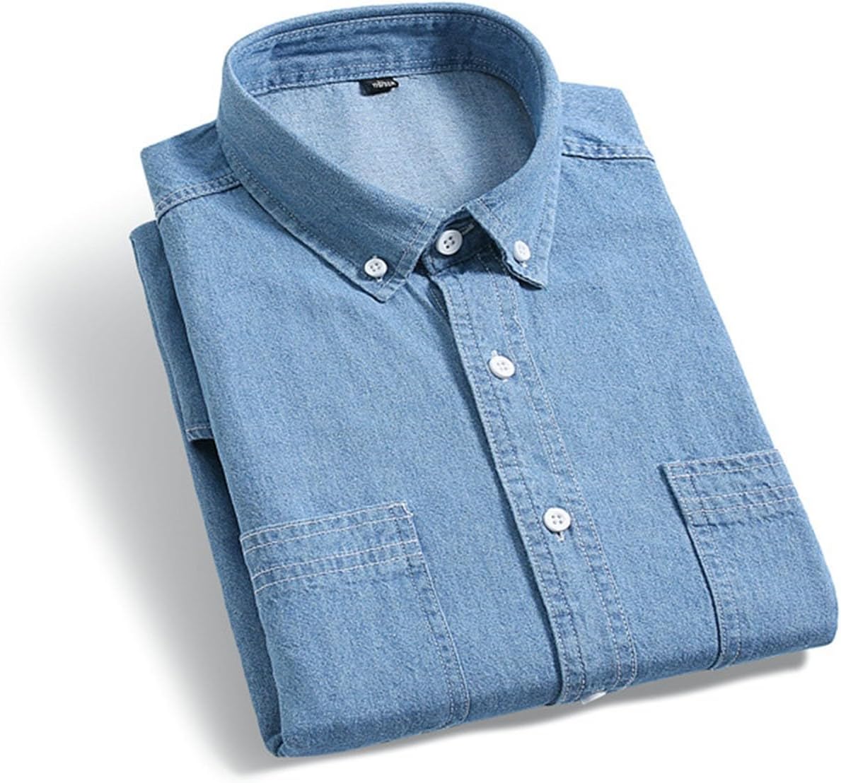 Haut été homme en jean style vintage manches courtes unies