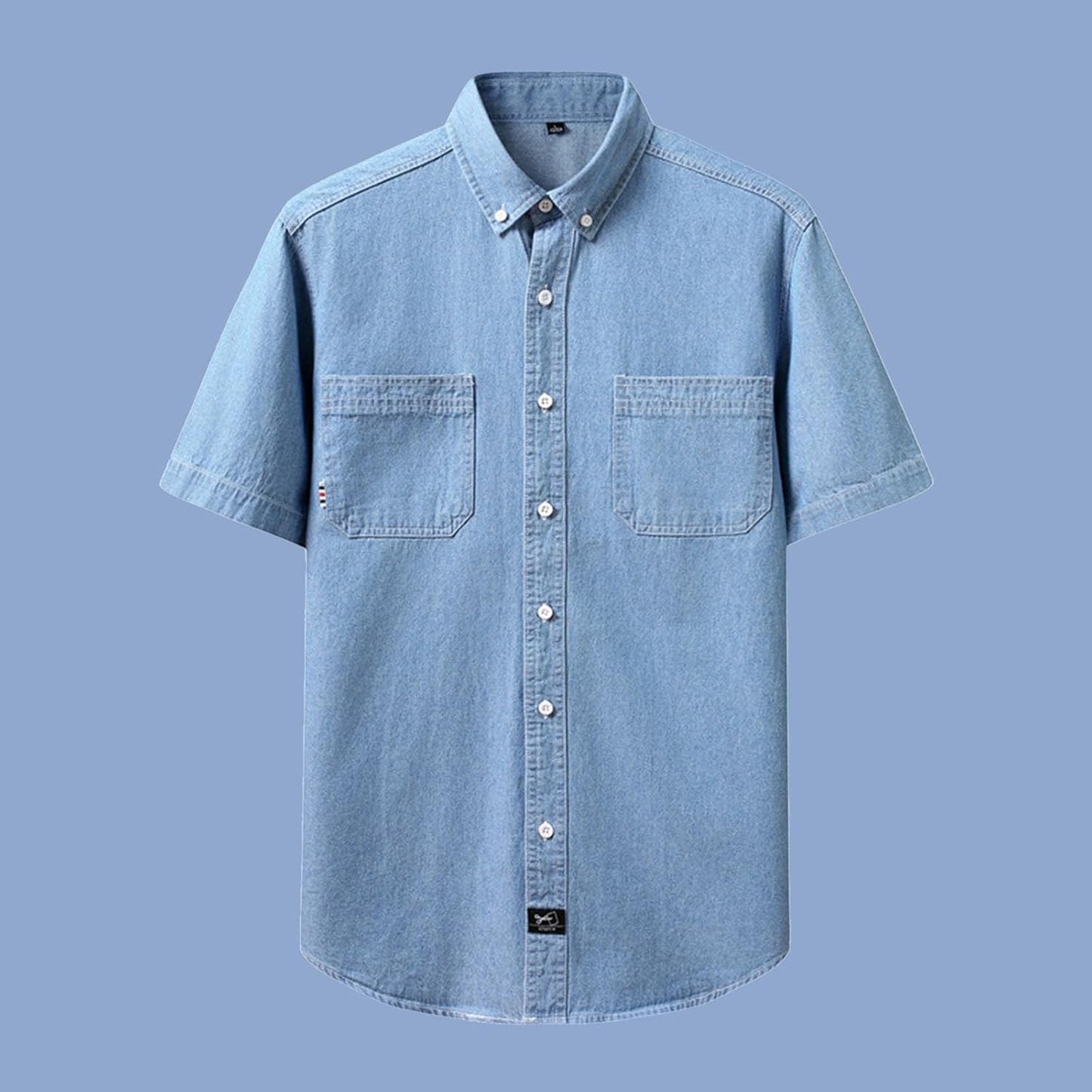 Haut été homme en jean style vintage manches courtes unies