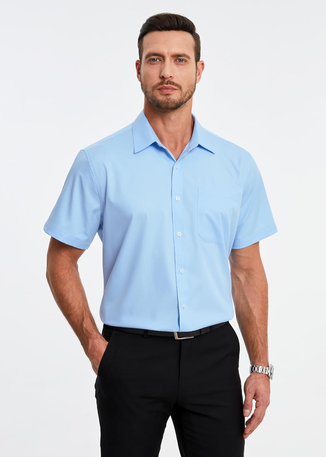 Chemise formelle homme tissu bambou léger avec poche pratique