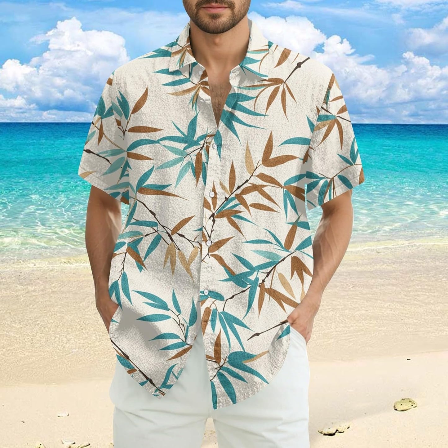 Polo homme été imprimé fleuri coupe ajustée style disco chic