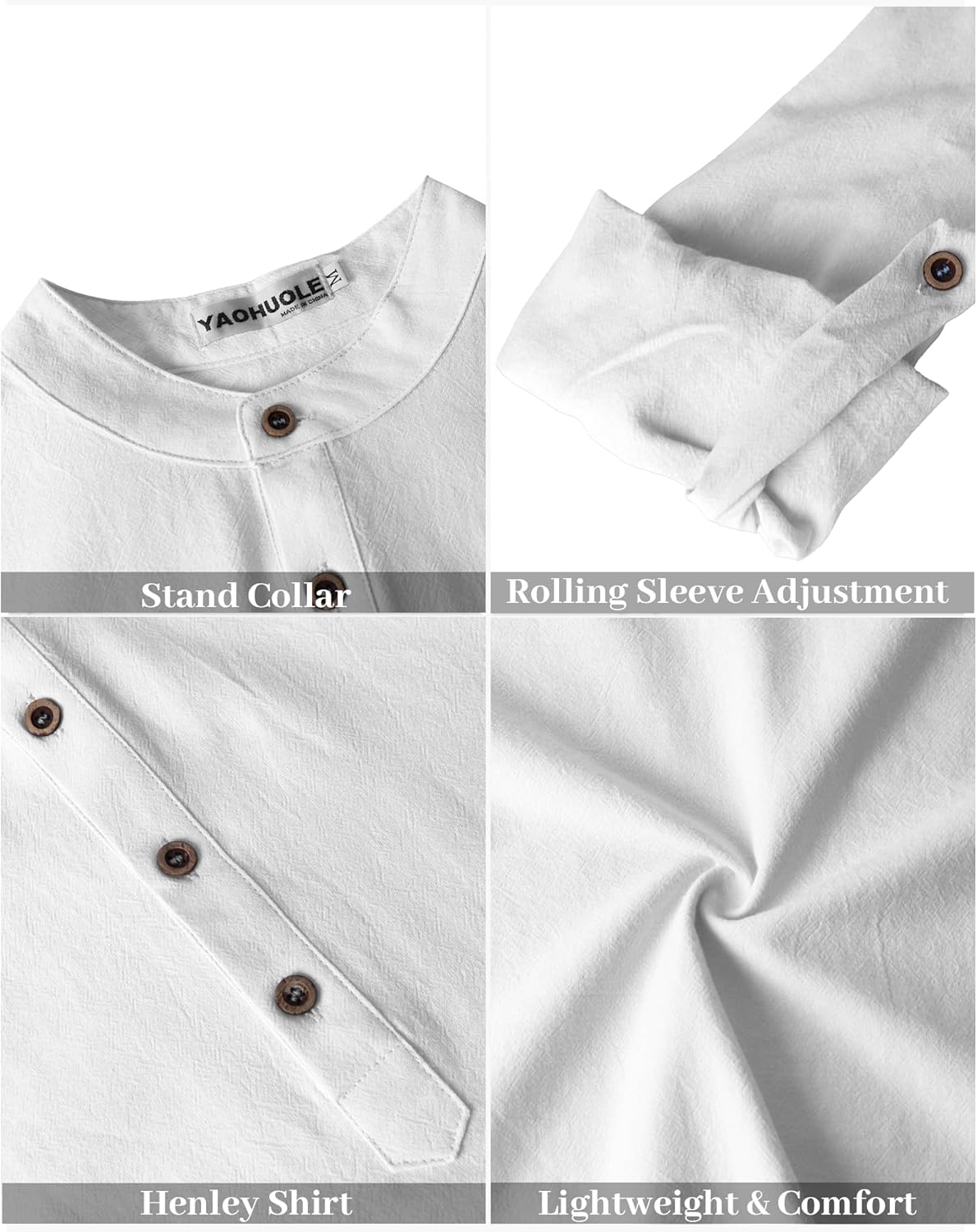 Chemise en lin pour homme manches longues légère respirante look casual