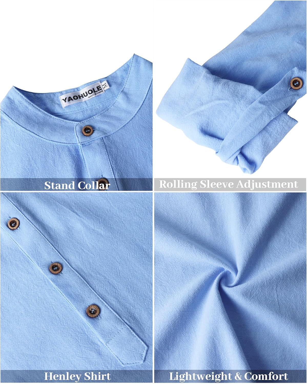 Chemise en lin pour homme manches longues légère respirante look casual