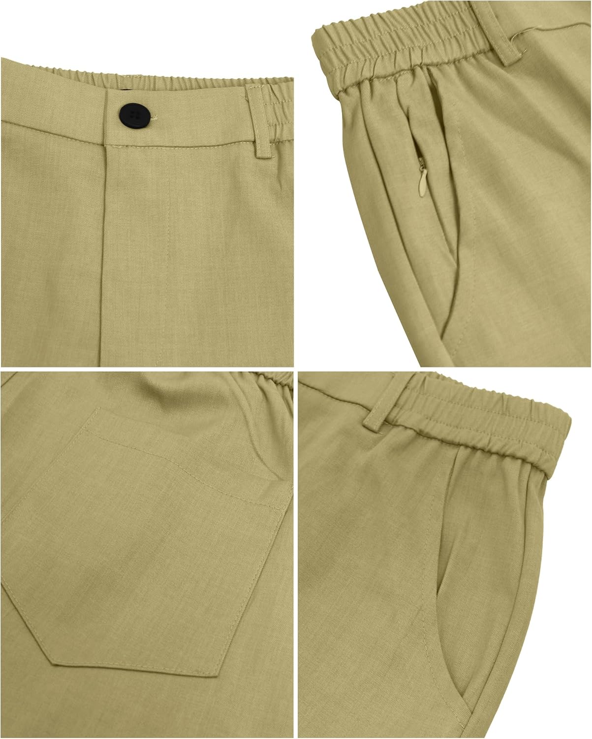 Pantalon homme coton stretch uni coupe droite taille élastique