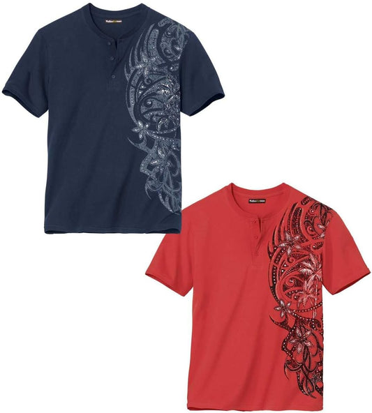 Lot de 2 Tee-Shirts Homme – Col Rond, Manches Courtes, Coton Confort