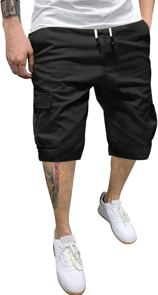 Short cargo homme multi-poches taille élastique coupe large