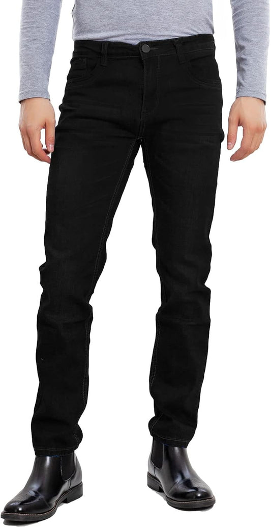 Jean homme régulier taille mi-haute coupe droite en coton doux