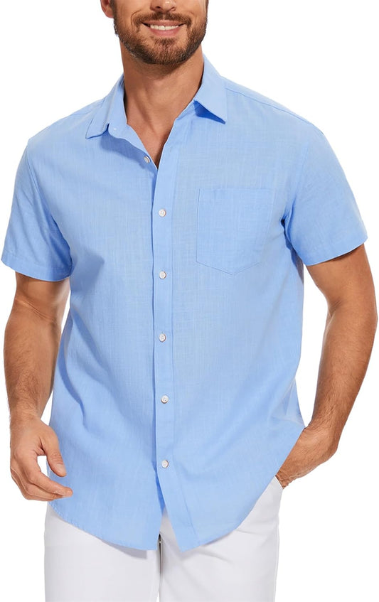 T-shirt chemise homme style casual tissu naturel col classique