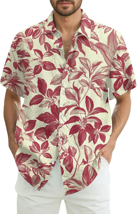 Polo disco homme été imprimé floral chic rétro avec coupe slim