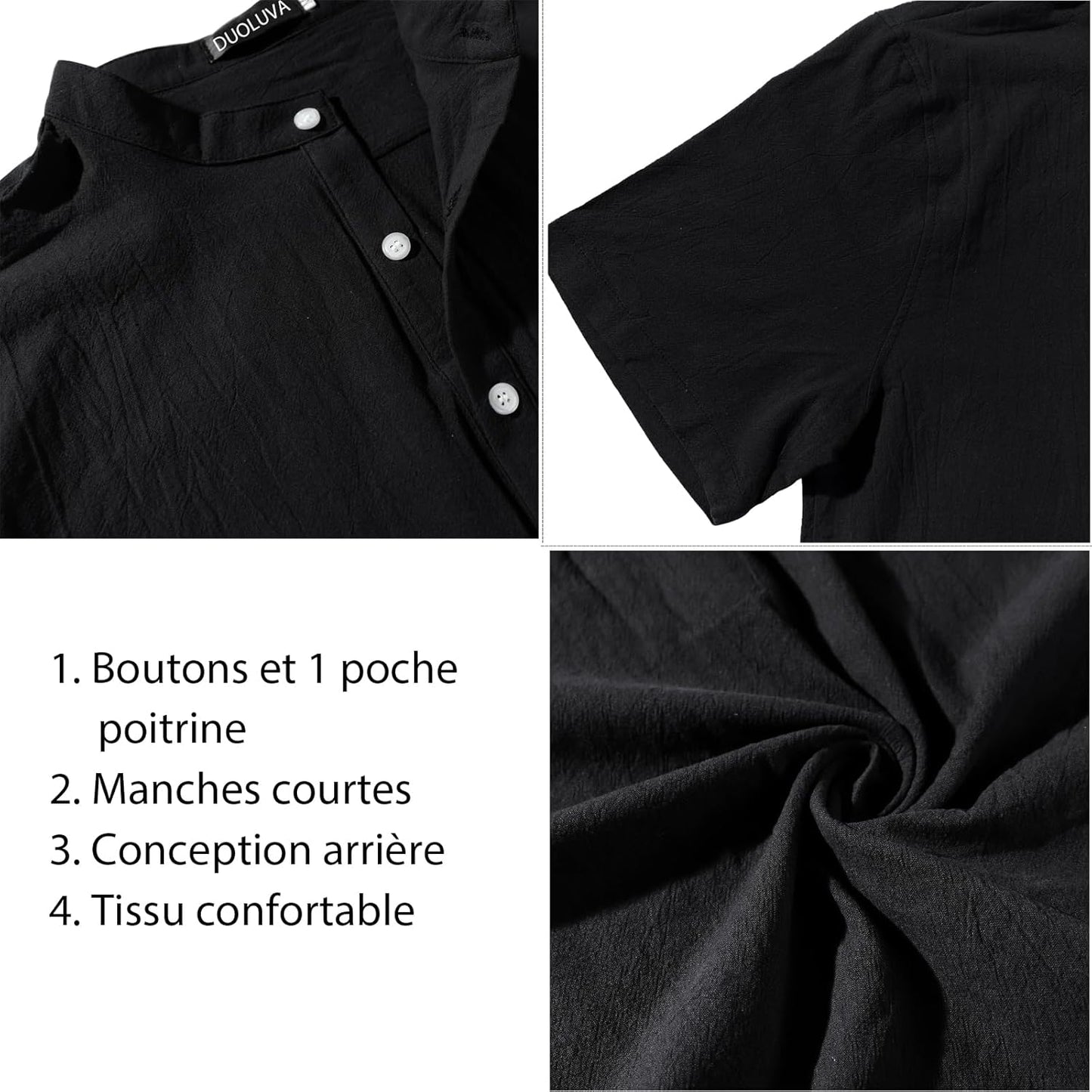 Chemise d’été homme coton lin col mao légère et élégante